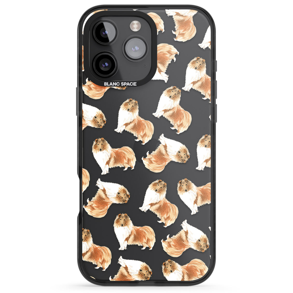 iPhone 16 Pro Max Rough Collie Watercolour Dog Pattern Black Impact Phone Case