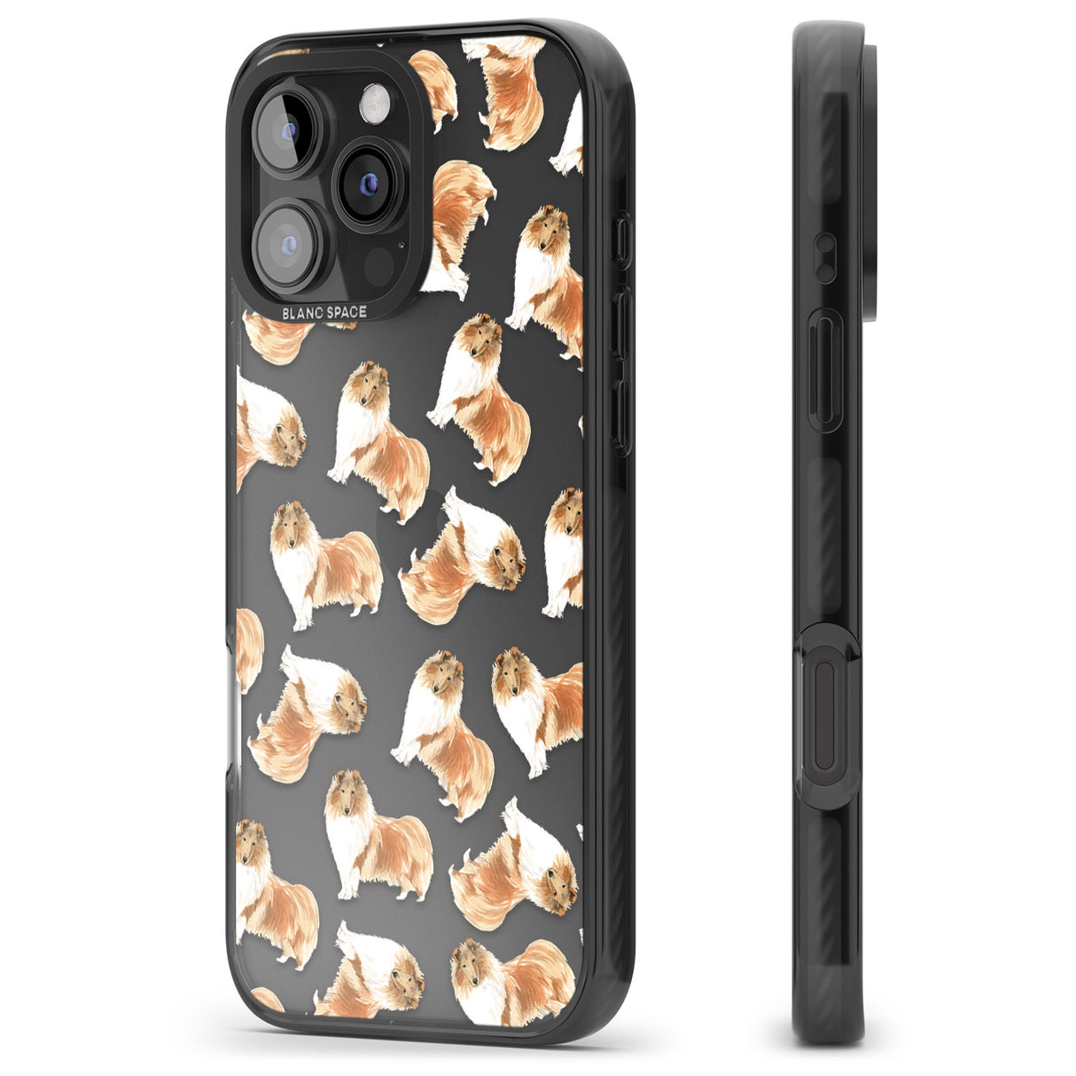 iPhone 16 Pro Max Rough Collie Watercolour Dog Pattern Black Impact Phone Case