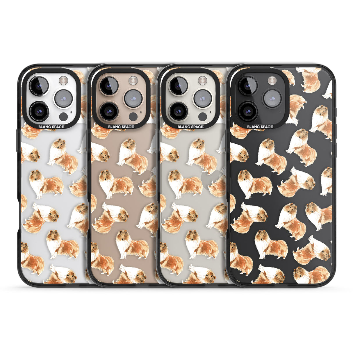 iPhone 16 Pro Max Rough Collie Watercolour Dog Pattern Black Impact Phone Case