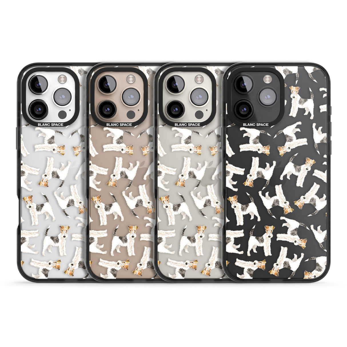 iPhone 16 Pro Max Wire Haired Fox Terrier Watercolour Dog Pattern Black Impact Phone Case