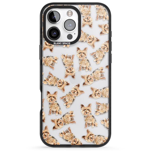 iPhone 16 Pro Max Yorkshire Terrier Watercolour Dog Pattern Black Impact Phone Case