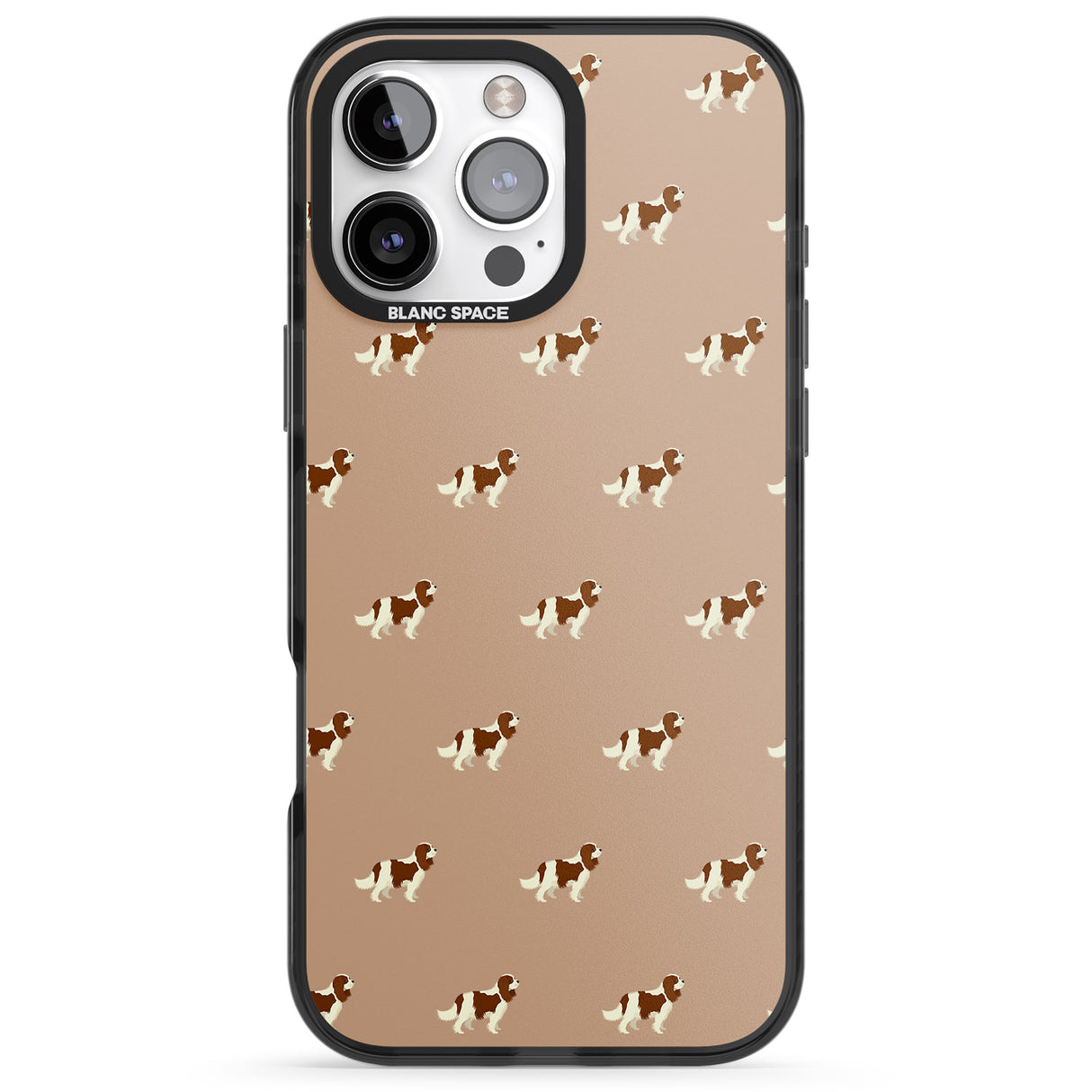 iPhone 16 Pro Max Cavalier King Charles Spaniel Pattern Black Impact Phone Case