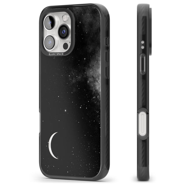 iPhone 16 Pro Max Night Sky Galaxies: Crescent Moon Black Impact Phone Case