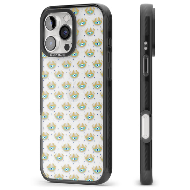 iPhone 16 Pro Max Crying Eyes (Clear) Psychedelic Eyes Pattern Black Impact Phone Case