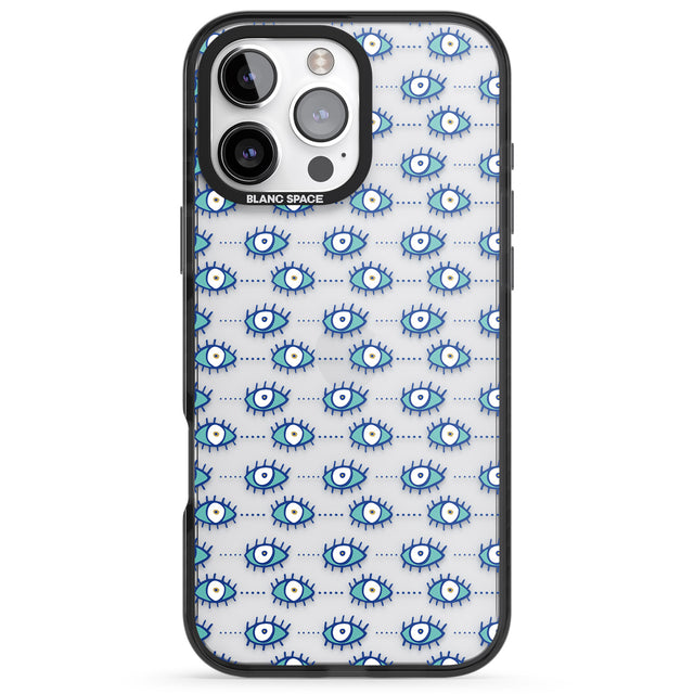 iPhone 16 Pro Max Crazy Eyes (Clear) Psychedelic Eyes Pattern Black Impact Phone Case