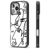 iPhone 16 Pro Max Abstract Continuous Line Faces Black on White Black Impact Phone Case