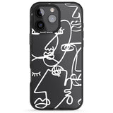 iPhone 16 Pro Max Abstract Continuous Line Faces White on Clear Black Impact Phone Case