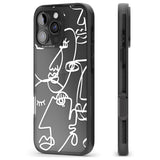 iPhone 16 Pro Max Abstract Continuous Line Faces White on Clear Black Impact Phone Case