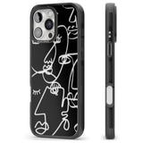 iPhone 16 Pro Max Abstract Continuous Line Faces Clear on Black Black Impact Phone Case