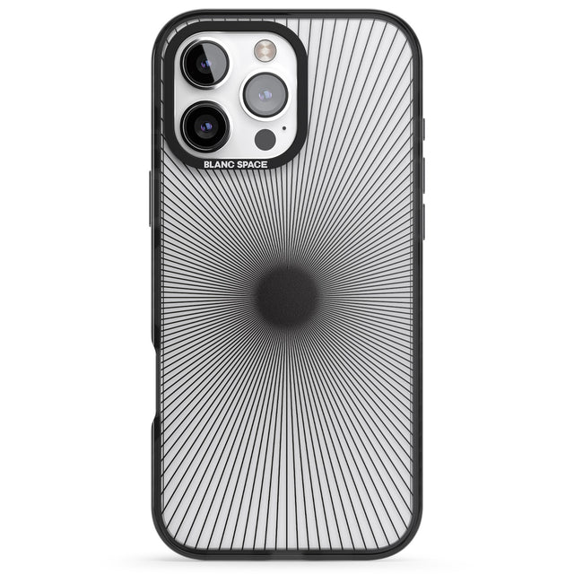 iPhone 16 Pro Max Abstract Lines: Sunburst Black Impact Phone Case