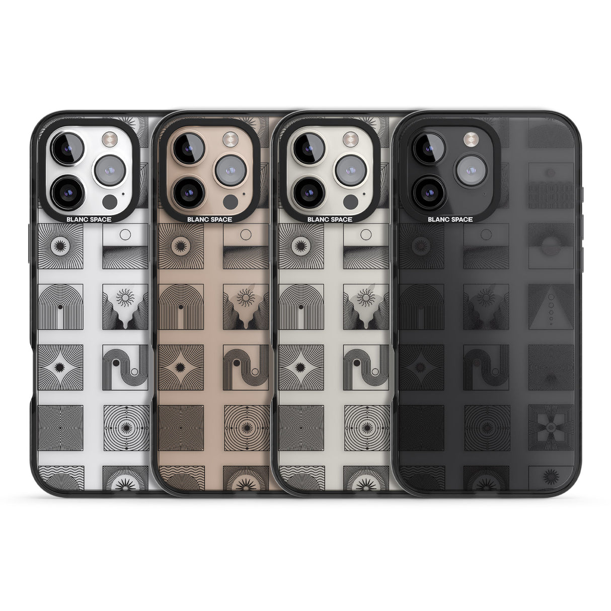 iPhone 16 Pro Max Abstract Lines: Mixed Pattern #1 Black Impact Phone Case