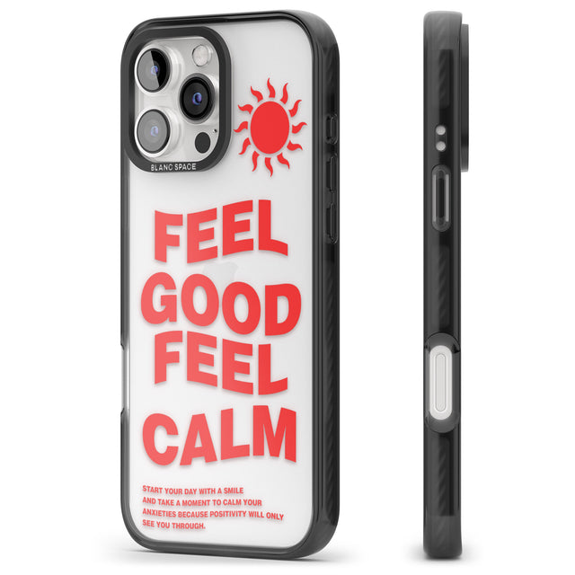 iPhone 16 Pro Max Feel Good Feel Calm (Red) Black Impact Phone Case