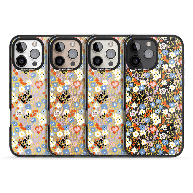 iPhone 16 Pro Max Busy Floral Mix: Transparent Black Impact Phone Case