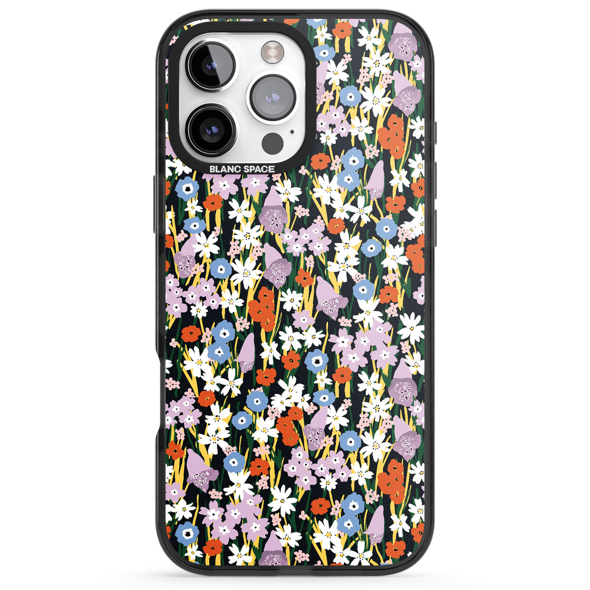 iPhone 16 Pro Max Energetic Floral Mix: Solid Black Impact Phone Case