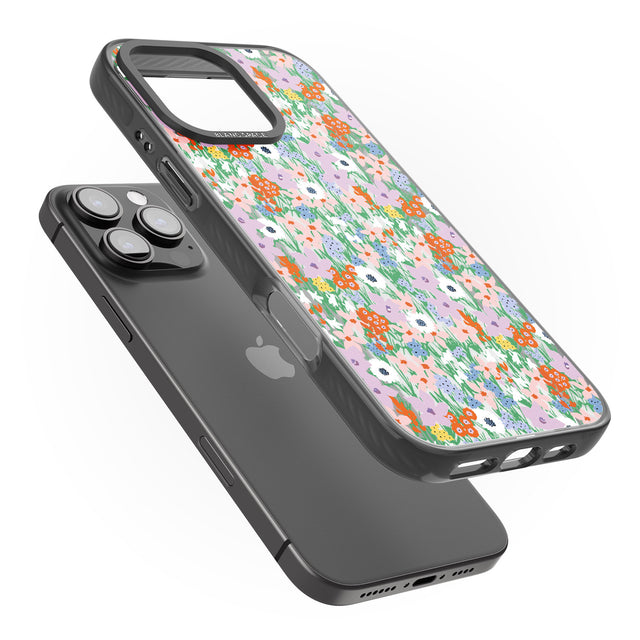 iPhone 16 Pro Max Jazzy Floral Mix: Transparent Black Impact Phone Case