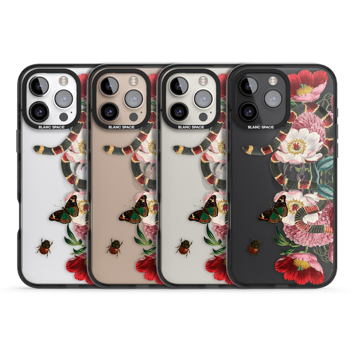 iPhone 16 Pro Max Floral Snake Black Impact Phone Case