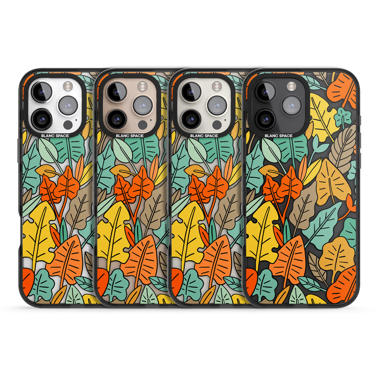 iPhone 16 Pro Max Pastel Toned Autumn Leaves Black Impact Phone Case