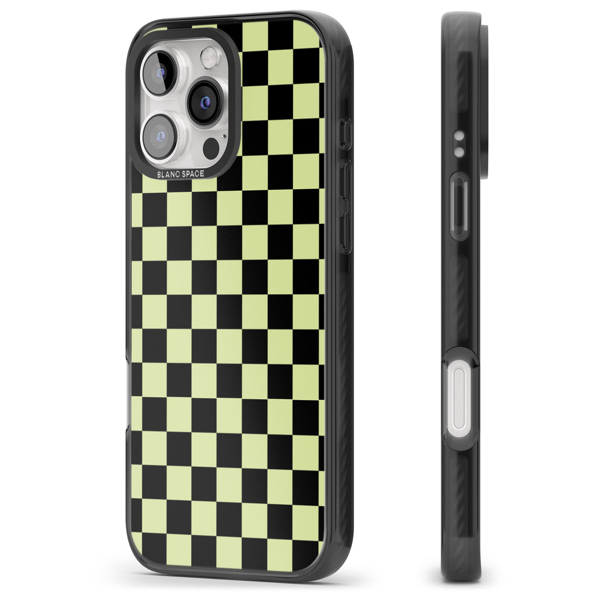 iPhone 16 Pro Max Black & Lime Check Black Impact Phone Case