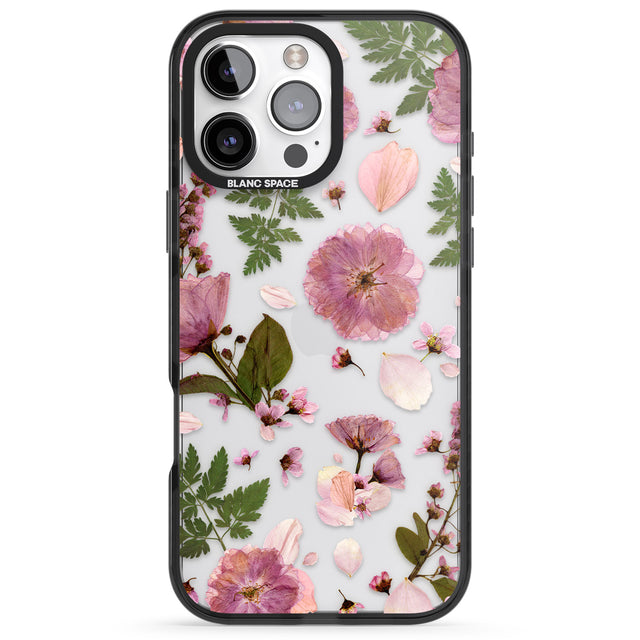 iPhone 16 Pro Max Natural Arrangement of Flowers & Leaves Design Black Impact Phone Case