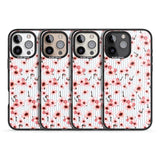 iPhone 16 Pro Max Cherry Blossoms on Blue Stripes Pattern Black Impact Phone Case