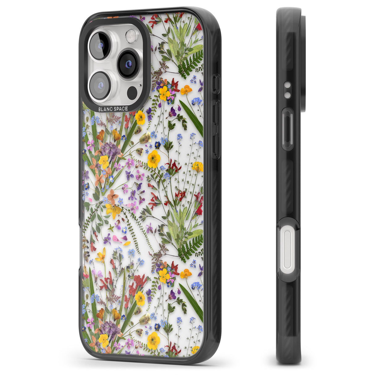 iPhone 16 Pro Max Wildflower & Leaves Black Impact Phone Case