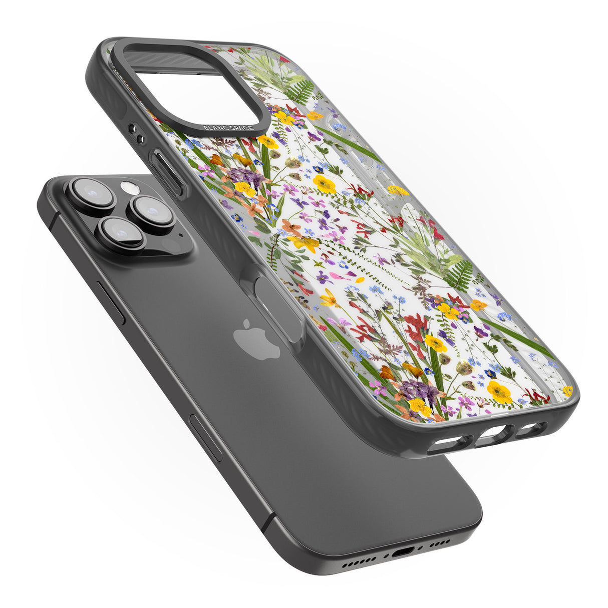 iPhone 16 Pro Max Wildflower & Leaves Black Impact Phone Case