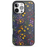 iPhone 16 Pro Max Wildflower & Leaves Cluster Design - Navy Black Impact Phone Case