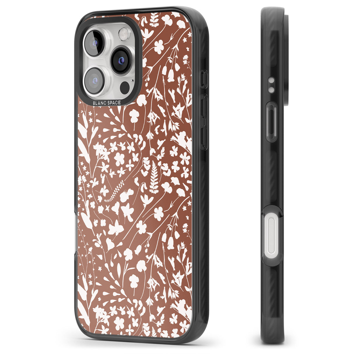 iPhone 16 Pro Max Wildflower Cluster on Terracotta Black Impact Phone Case