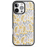 iPhone 16 Pro Max Yellow Leaves Transparent Floral Black Impact Phone Case