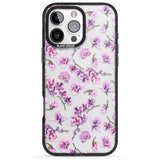 iPhone 16 Pro Max Purple Orchids Transparent Floral Black Impact Phone Case