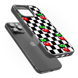 iPhone 16 Pro Max Checkered Cherry Black Impact Phone Case