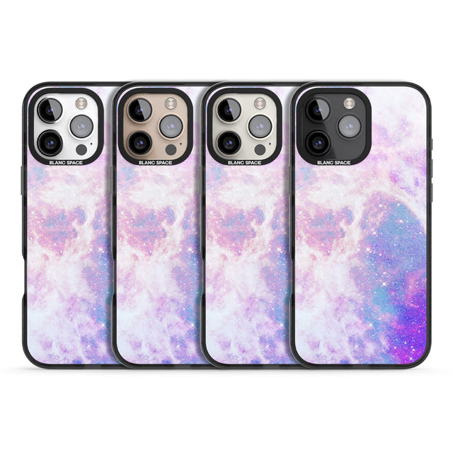 iPhone 16 Pro Max Purple & Blue Galaxy Pattern Design Black Impact Phone Case