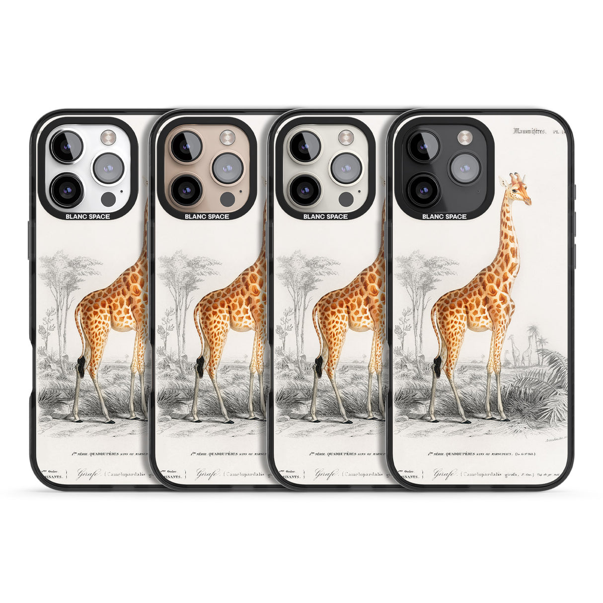 iPhone 16 Pro Max Vintage Girafe Art Black Impact Phone Case