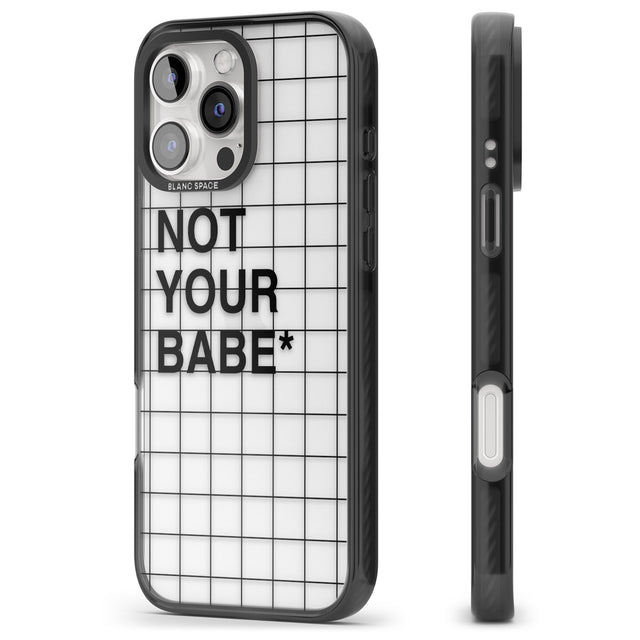 iPhone 16 Pro Max Grid Pattern Not Your Babe Black Impact Phone Case