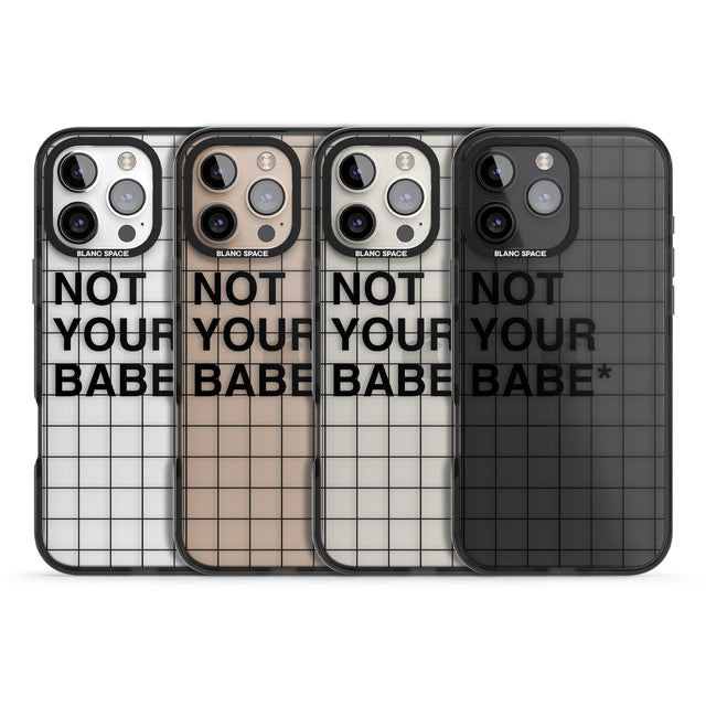 iPhone 16 Pro Max Grid Pattern Not Your Babe Black Impact Phone Case