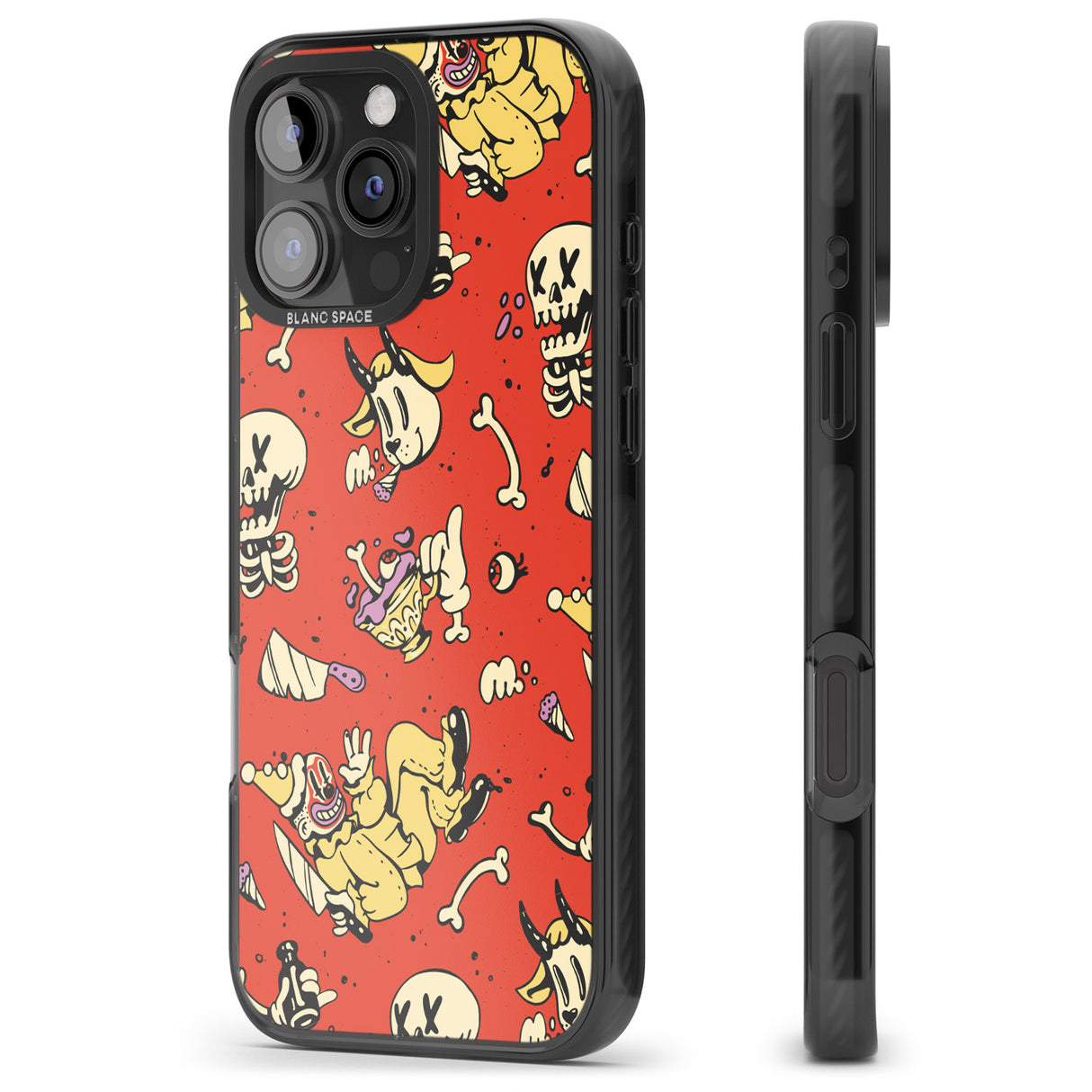 iPhone 16 Pro Max Red Retro Halloween Pattern Black Impact Phone Case