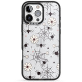 Spiders and Flowers Pattern Black Impact Phone Case for iPhone 16 Pro, iPhone 16 Pro Max