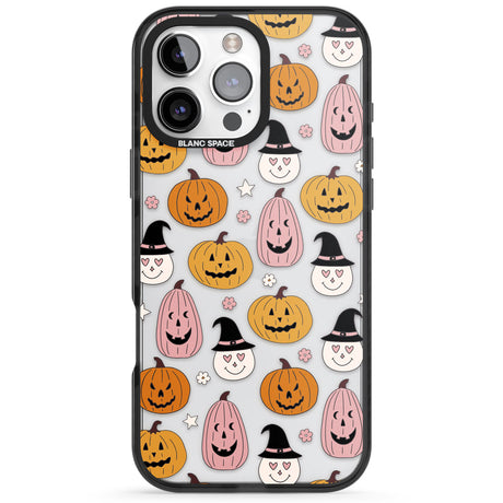 Witches and Pumpkins Pattern Black Impact Phone Case for iPhone 16 Pro, iPhone 16 Pro Max