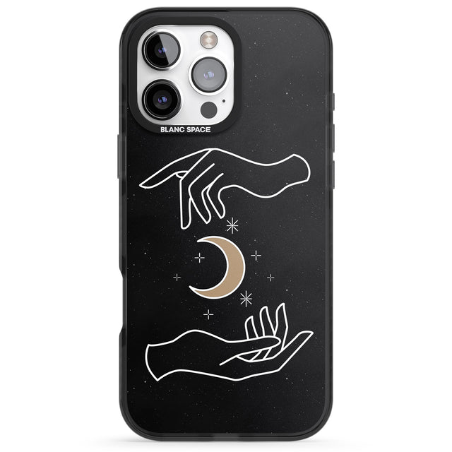 iPhone 16 Pro Max Hands Surrounding Moon Black Impact Phone Case