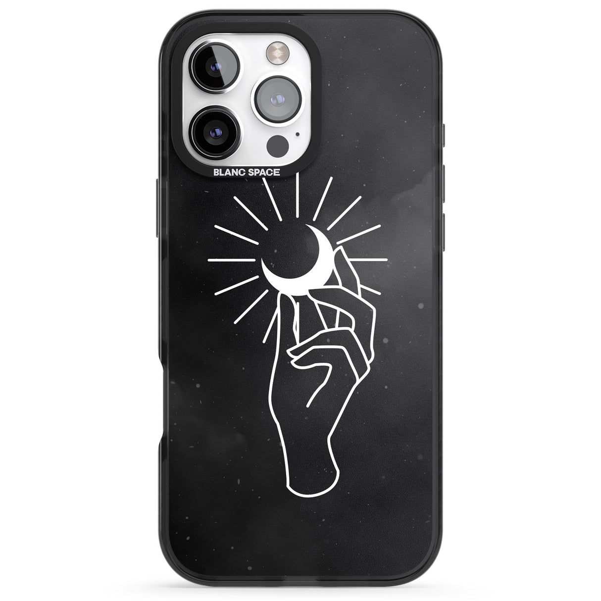 iPhone 16 Pro Max Hand Holding Moon Black Impact Phone Case