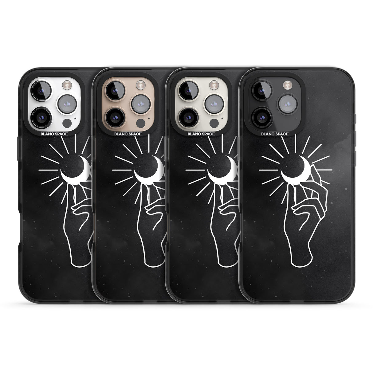 iPhone 16 Pro Max Hand Holding Moon Black Impact Phone Case