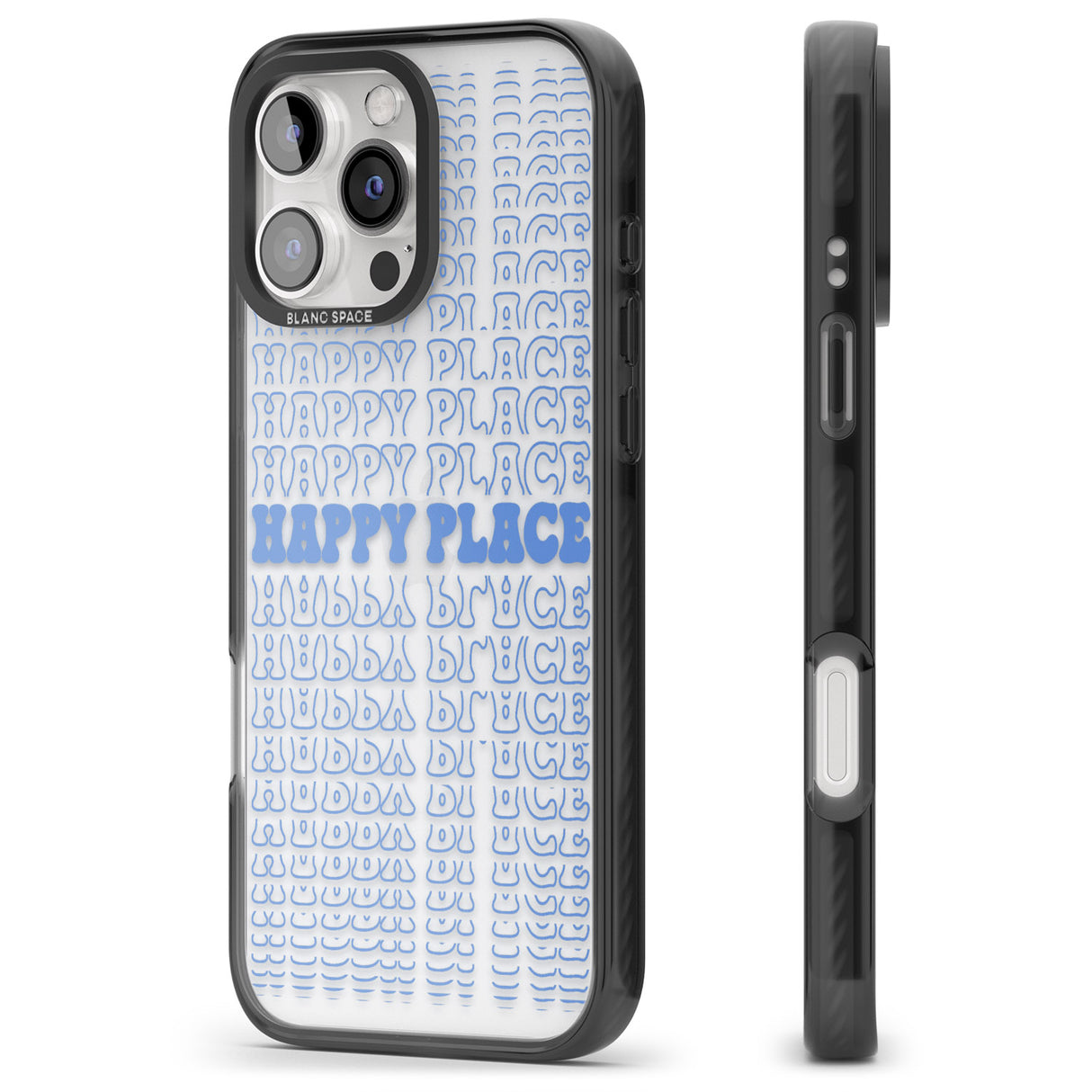 iPhone 16 Pro Max Happy Place (Blue) Black Impact Phone Case + Magsafe