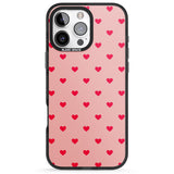 iPhone 16 Pro Max Small Heart Pattern: Red & Pink Black Impact Phone Case