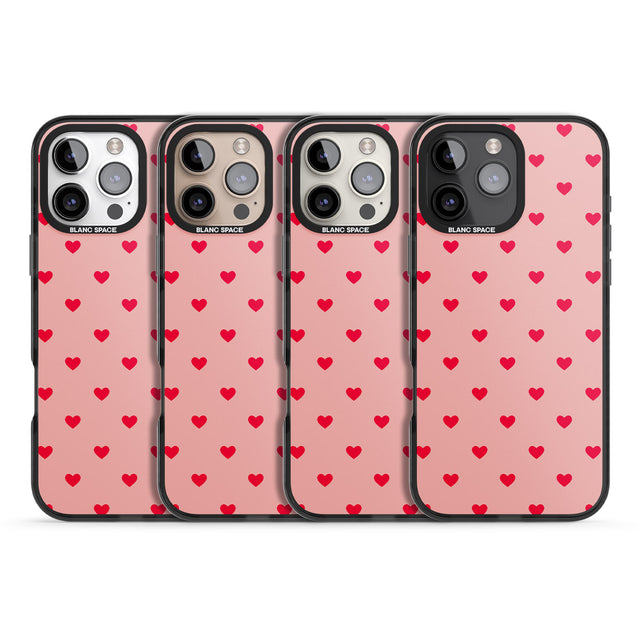 iPhone 16 Pro Max Small Heart Pattern: Red & Pink Black Impact Phone Case