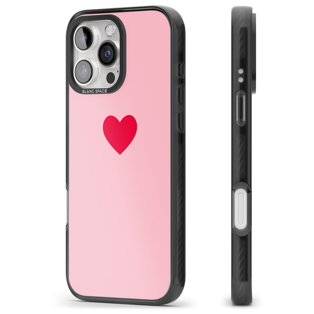 iPhone 16 Pro Max Single Heart Red & Pink Black Impact Phone Case