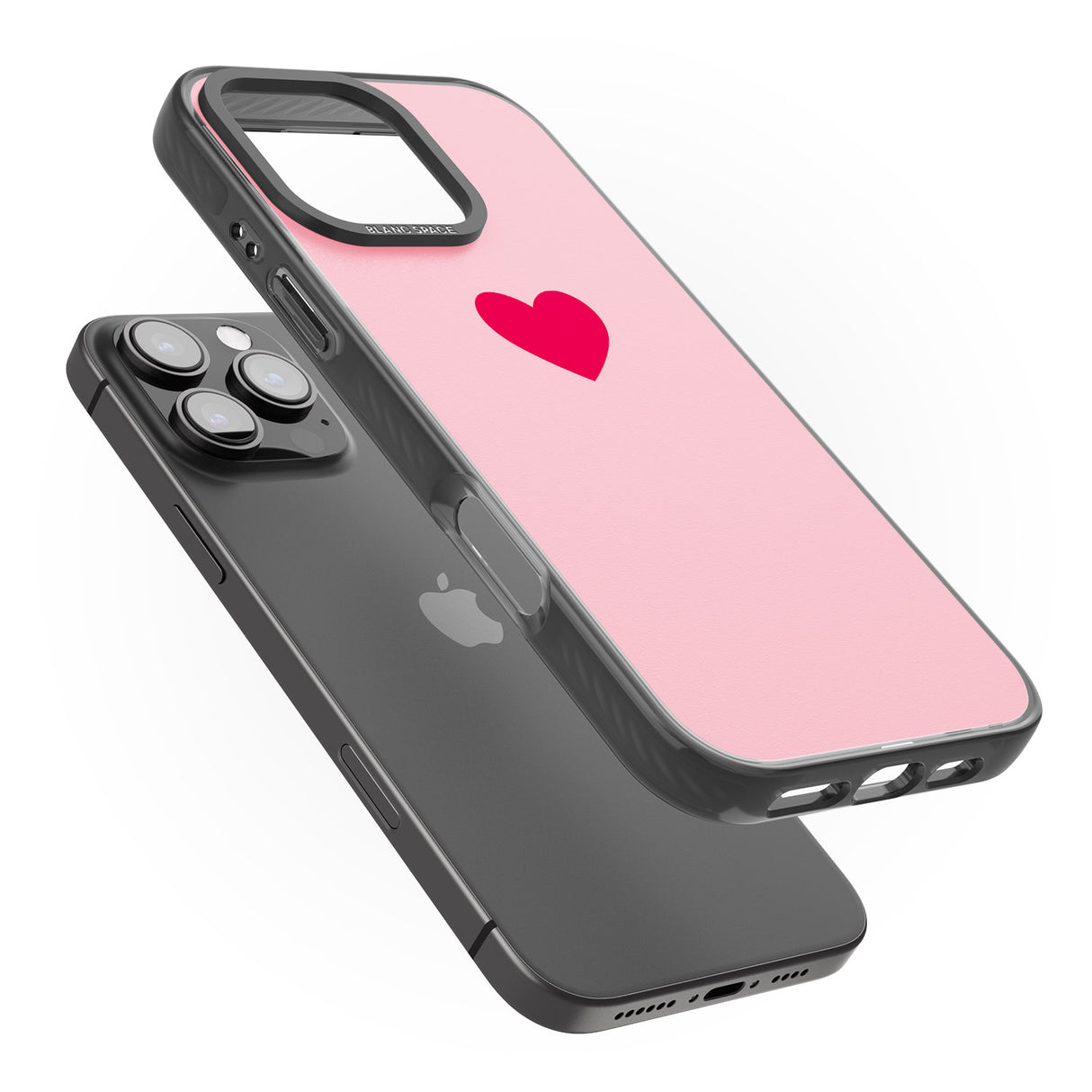 iPhone 16 Pro Max Single Heart Red & Pink Black Impact Phone Case