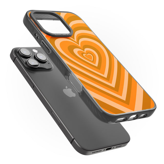 iPhone 16 Pro Max Orange Heart Illusion Black Impact Phone Case