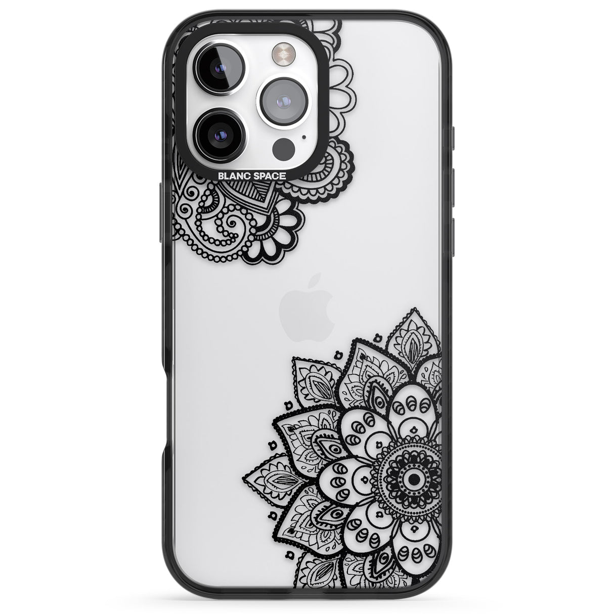 iPhone 16 Pro Max Black Henna Florals Black Impact Phone Case