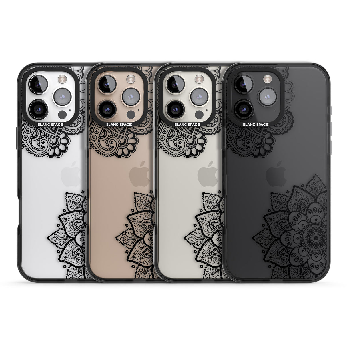 iPhone 16 Pro Max Black Henna Florals Black Impact Phone Case