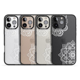 iPhone 16 Pro Max White Henna Florals Black Impact Phone Case